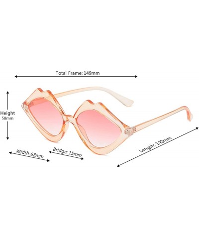 Rectangular Fashion Lips Frame Oversized Plastic Lenses Sunglasses for Women UV400 - Pink - C818NLS458I $7.24