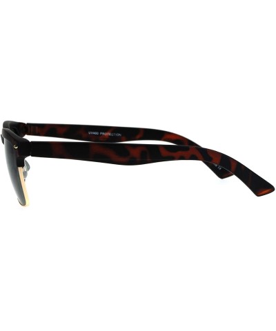Semi-rimless Mens Half Rim Rectangular Luxury Hipster Shade Sunglasses - Matte Tortoise Green - CR17YIW85EA $9.96