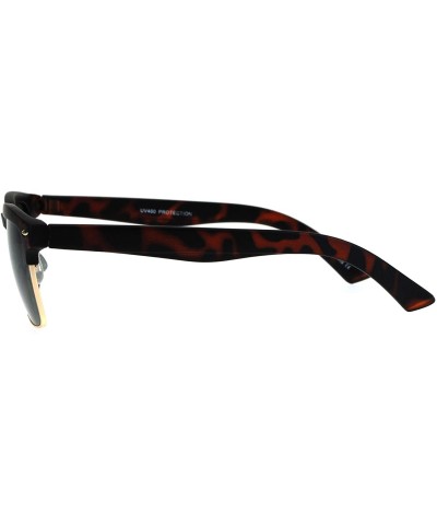 Semi-rimless Mens Half Rim Rectangular Luxury Hipster Shade Sunglasses - Matte Tortoise Green - CR17YIW85EA $9.96