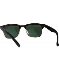 Semi-rimless Mens Half Rim Rectangular Luxury Hipster Shade Sunglasses - Matte Tortoise Green - CR17YIW85EA $9.96