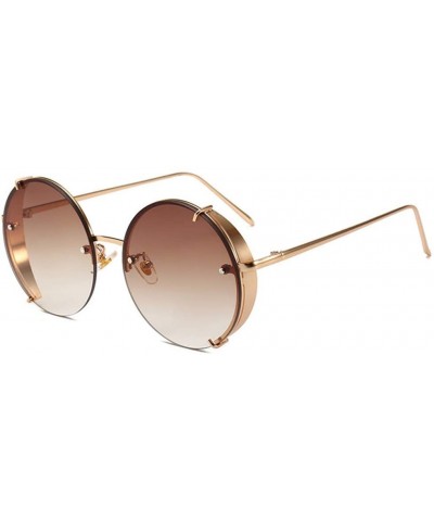 Goggle Steampunk Sunglasses Vintage Round Glasses Punk Gradient Goggle Shades Men UV400 - Tea Gradient - C918WQ3GTK4 $19.60
