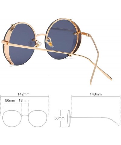 Goggle Steampunk Sunglasses Vintage Round Glasses Punk Gradient Goggle Shades Men UV400 - Tea Gradient - C918WQ3GTK4 $19.60