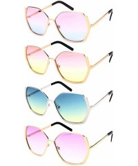 Square Retro Fashion Sunglasses with Flat Ocean Color Lens 3101-FLOCR - Gold - CU182IICX77 $12.56