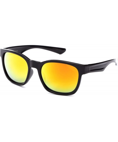 Round "Commander" Fashion Round Sunglasses with Temple Design UV 400 Protection - Black/Yellow - CE12N4TRGZH $18.40