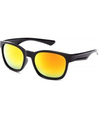 Round "Commander" Fashion Round Sunglasses with Temple Design UV 400 Protection - Black/Yellow - CE12N4TRGZH $9.80