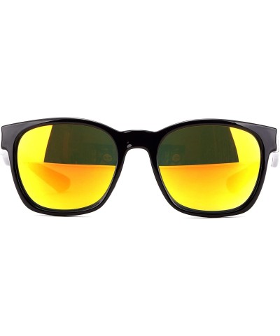 Round "Commander" Fashion Round Sunglasses with Temple Design UV 400 Protection - Black/Yellow - CE12N4TRGZH $9.80