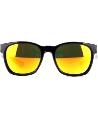 Round "Commander" Fashion Round Sunglasses with Temple Design UV 400 Protection - Black/Yellow - CE12N4TRGZH $9.80