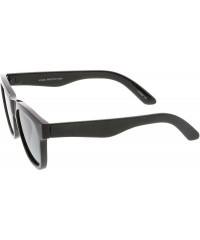 Square Classic Thick Arms Square Flat Lens Horn Rimmed Sunglasses 52mm - Shiny Black / Smoke - CQ182GHUW7W $10.18