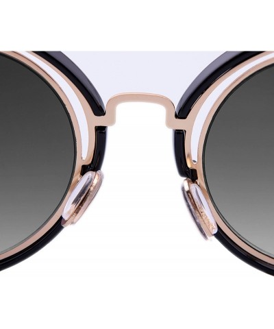 Oval Cat Eye Mirrored Flat Lenses Street Fashion Metal Frame Women Sunglasses Case - CU18EM26U0R $19.96