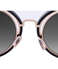 Oval Cat Eye Mirrored Flat Lenses Street Fashion Metal Frame Women Sunglasses Case - CU18EM26U0R $36.59