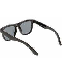 Square Classic Thick Arms Square Flat Lens Horn Rimmed Sunglasses 52mm - Shiny Black / Smoke - CQ182GHUW7W $17.69