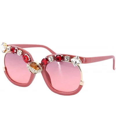 Goggle Fashion Punk Sunglasses for Women Men- Square Glasses Matel Frame UV400 Protection - Red - CJ190R6WE7S $28.81