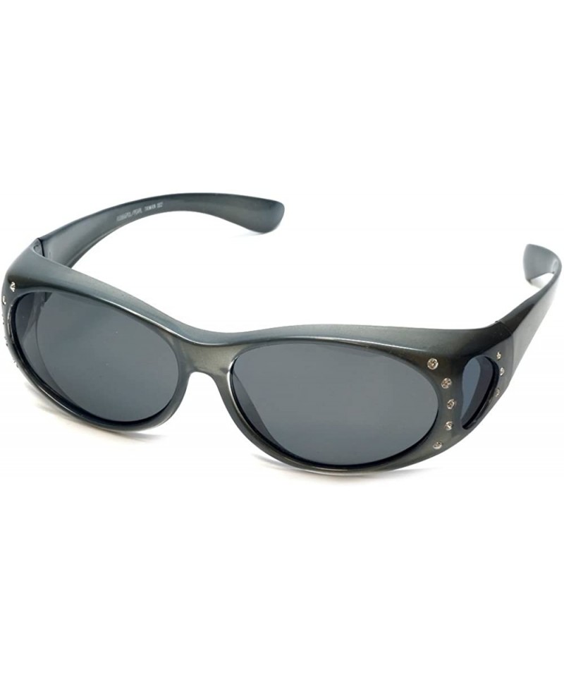 Oval Polarized Wear-Over Sunglasses 2866 - Grey W/ Crystals - CQ182MG9298 $13.70