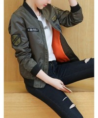 Aviator Womens Fashion Relax Fit BF Aviator Military Flight Baseball Bomber Jacket - Armygreen - CI18S9R3QZS $59.23