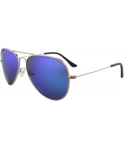 Aviator Polarized Metal Sunglasses Classic UV400 Sun Glasses - Z3001 - C2 Sliver/Sky Blue Lens - C6189NRUEEW $27.54
