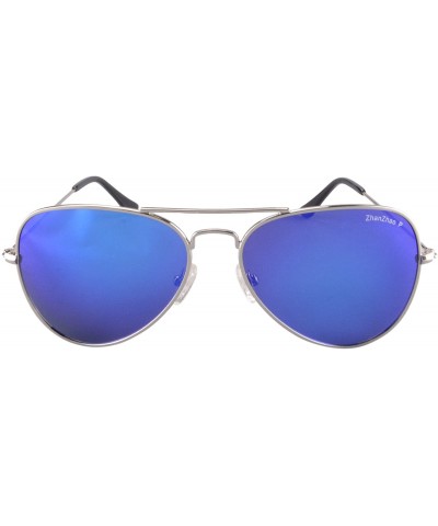 Aviator Polarized Metal Sunglasses Classic UV400 Sun Glasses - Z3001 - C2 Sliver/Sky Blue Lens - C6189NRUEEW $18.48
