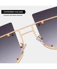 Goggle Hipster Square Sunglasses-Owersized Shade Glasses-Rimless Metal-Mirrored Lens - G - CK190ECQCL7 $29.88