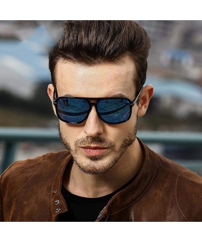 Aviator Sunglasses Men Polarized Oversized Mirror Driving Sun Glasses Man Brand Black - Green - C418XE9HH9X $10.41