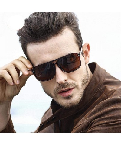 Aviator Sunglasses Men Polarized Oversized Mirror Driving Sun Glasses Man Brand Black - Green - C418XE9HH9X $10.41