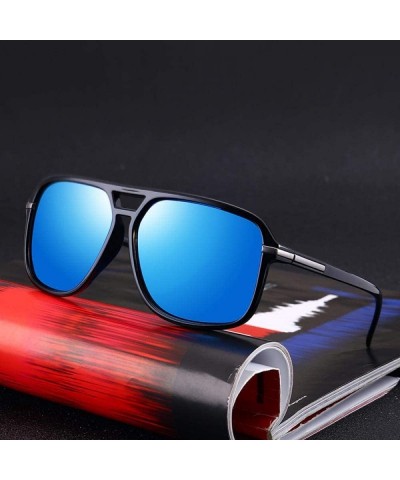 Aviator Sunglasses Men Polarized Oversized Mirror Driving Sun Glasses Man Brand Black - Green - C418XE9HH9X $10.41