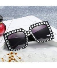 Square Women Square Frame Rhinestone Decor Sunglasses Sunglasses - Black - C4199XRMZGT $23.12