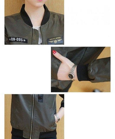 Aviator Womens Fashion Relax Fit BF Aviator Military Flight Baseball Bomber Jacket - Armygreen - CI18S9R3QZS $59.23