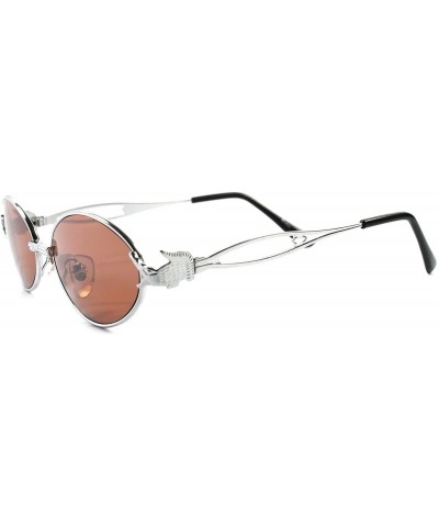 Oval Vintage Funky Crocodile Temple Mens Womens Silver Round Oval Sunglasses - C3180235HGN $30.63