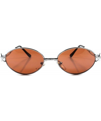 Oval Vintage Funky Crocodile Temple Mens Womens Silver Round Oval Sunglasses - C3180235HGN $14.91