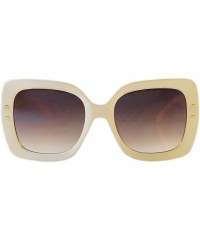 Oversized Oversize Retro Square Riveted Frame Sunglasses Smoke Gradient Lens A123 - Ivory/ Purple Gr - CT18C2XKUUL $11.75