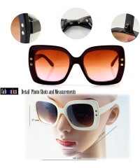 Oversized Oversize Retro Square Riveted Frame Sunglasses Smoke Gradient Lens A123 - Ivory/ Purple Gr - CT18C2XKUUL $11.75
