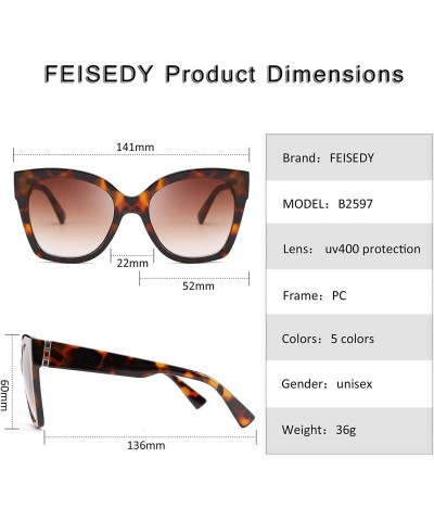 Oversized Retro Oversized Square Sunglasses Stylish Colorful Frame Chic Eyewear for Woman and Men B2597 - 02 Sexy Leopard - C...