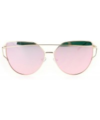 Cat Eye Pink Mirror Reflective Lens Metal Rim Cat Eye Runway Womens Sunglasses - CT17XQ6U4O8 $10.57