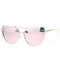 Cat Eye Pink Mirror Reflective Lens Metal Rim Cat Eye Runway Womens Sunglasses - CT17XQ6U4O8 $10.57