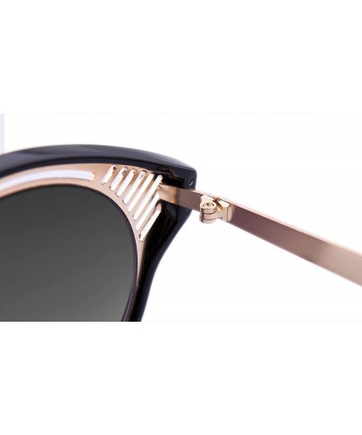 Oval Cat Eye Mirrored Flat Lenses Street Fashion Metal Frame Women Sunglasses Case - CU18EM26U0R $19.96