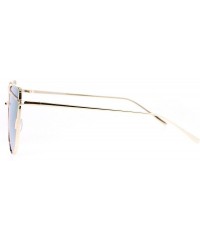 Cat Eye Pink Mirror Reflective Lens Metal Rim Cat Eye Runway Womens Sunglasses - CT17XQ6U4O8 $10.57