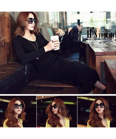 Oval Women Retro Style Anti-UV Sunglasses Big Frame Fashion Sunglasses Sunglasses - Black - CQ194OHM0DK $25.70