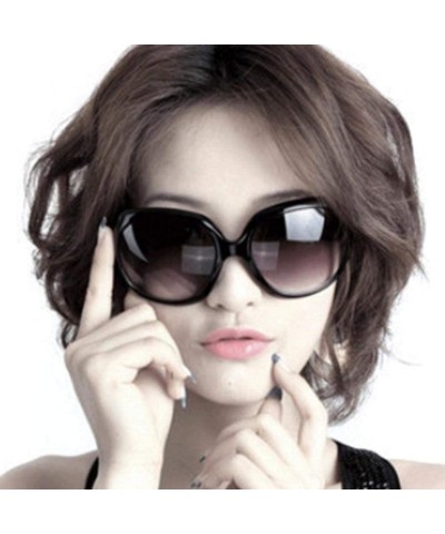 Oval Women Retro Style Anti-UV Sunglasses Big Frame Fashion Sunglasses Sunglasses - Black - CQ194OHM0DK $16.19