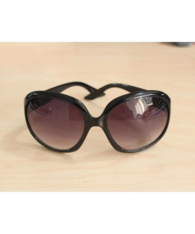 Oval Women Retro Style Anti-UV Sunglasses Big Frame Fashion Sunglasses Sunglasses - Black - CQ194OHM0DK $25.70