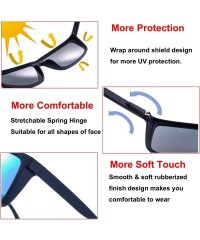 Square Polarized Flat Top Wrap Around Shield Rectangular Rubber Sunglasses For Men Women - Exquisite Packaging - CP192L03YES ...