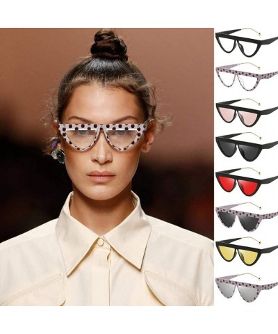 Aviator Man Women Trendy Cateye Sunglasses Cool Stylish Retro Vintage Narrow Clout Goggles Plastic Frame Glasses - CV199GSGT8...