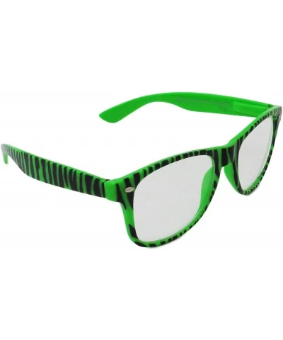 Wayfarer Wayfarer Style Multicolor Zebra Stripes Sunglasses Clear Lens - Green - CD11L1VMFQL $10.84