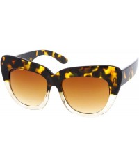 Oversized Oversize Printed Frame Wide Temple Square Lens Cat Eye Sunglasses 55mm - Yellow-tortoise-fade / Amber - C912O60GFFX...
