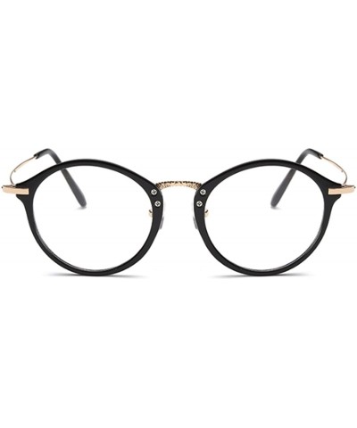 Round Round Frame Nearsighted Glasses Male Female metal frame resin lenses - Bright Black - CN18G6R4I9X $48.24
