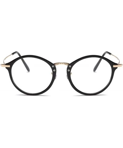 Round Round Frame Nearsighted Glasses Male Female metal frame resin lenses - Bright Black - CN18G6R4I9X $33.04