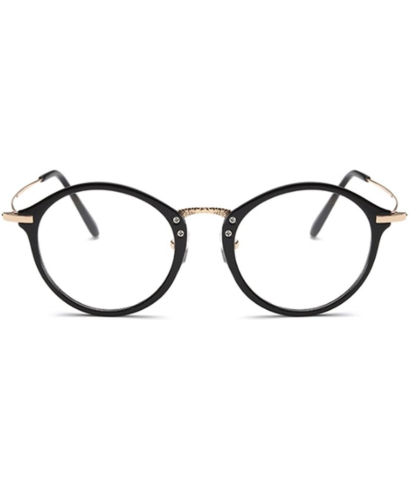 Round Round Frame Nearsighted Glasses Male Female metal frame resin lenses - Bright Black - CN18G6R4I9X $33.04