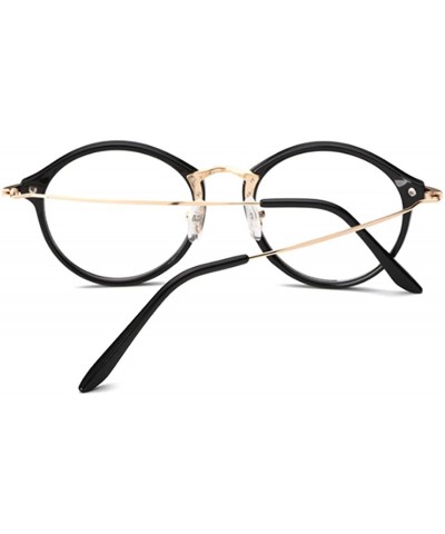 Round Round Frame Nearsighted Glasses Male Female metal frame resin lenses - Bright Black - CN18G6R4I9X $33.04