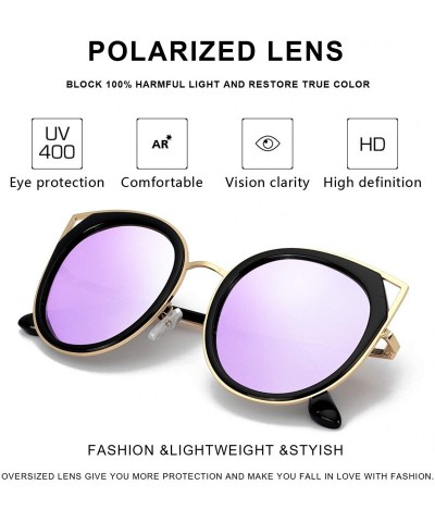 Aviator Oversized Cat Eyes Round Sunglasses for Women - Mirror Polarized Women Sunglasses 100% UV Protection - CU18WW96CWL $1...