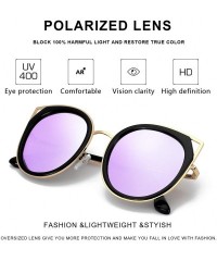 Aviator Oversized Cat Eyes Round Sunglasses for Women - Mirror Polarized Women Sunglasses 100% UV Protection - CU18WW96CWL $1...