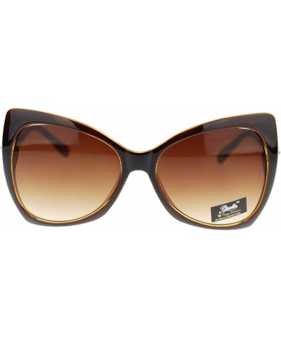 Square Womens Large Butterfly Cat Eye Diva Designer Fashion Sunglasses - Brown - CY11P94DH09 $19.94