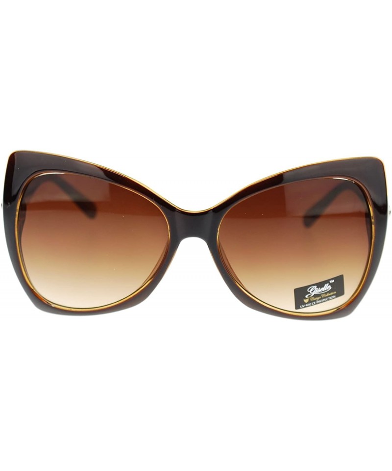 Square Womens Large Butterfly Cat Eye Diva Designer Fashion Sunglasses - Brown - CY11P94DH09 $9.16